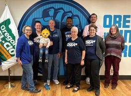 Rep Nelson with Union supporers at union hall