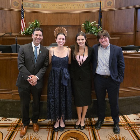 Pres. Wagner with Kailee, Holly, and Kit Hager from Washington legislature
