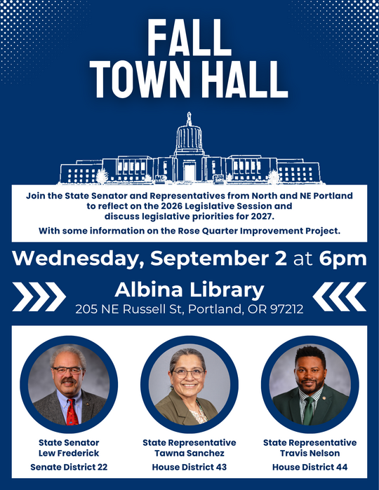 flyer with information about town hall that is written below. Click image for location information