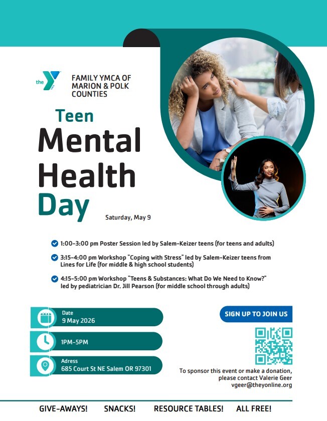 Teen Mental Health Day Flyer hosted by the Family YMCA 