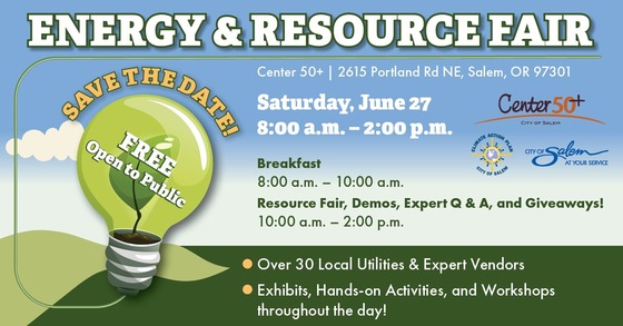 Flyer of Energy and Resource Fair at Center 50+ on Saturday, June 27th