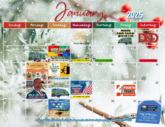 January Events Calendar 2025