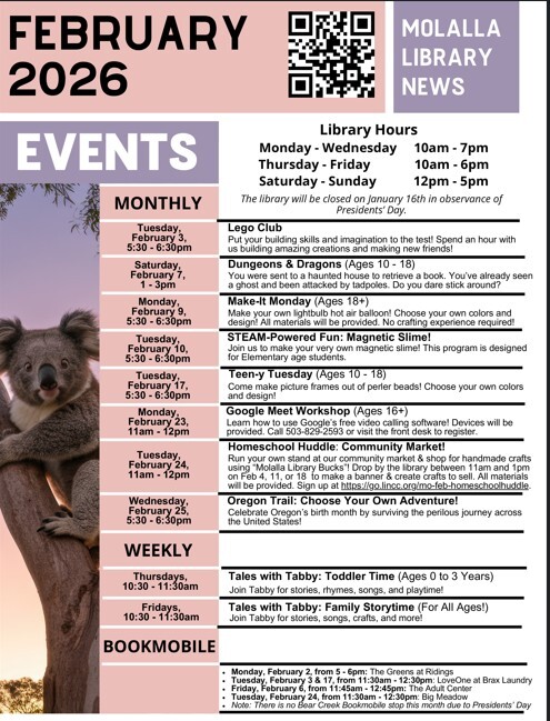 February Library Calendar 