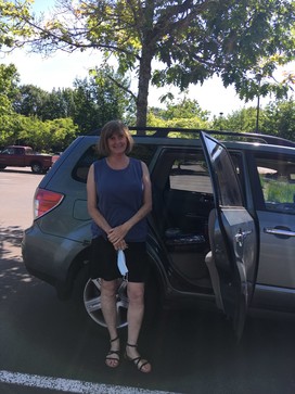 Laura Fiasca with her retirement blanket