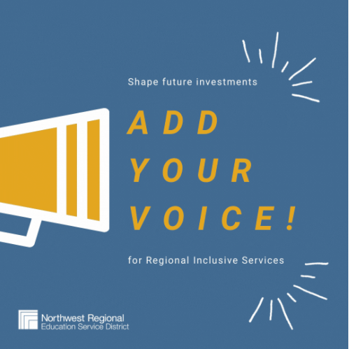 yellow megaphone on blue background with text that says add your voice