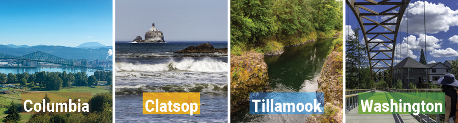 clatsop, columbia, tillamook and washington counties with photos from every area