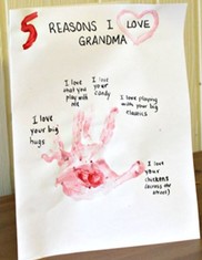 A photo of a handmade project that says 5 reasons I love grandma.