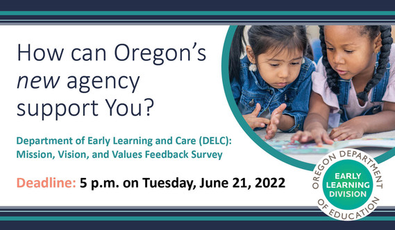 two preschool children work on a project with text that says how can Oregon's new agency support you?