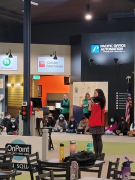 Town meeting with junior achievement facilitator