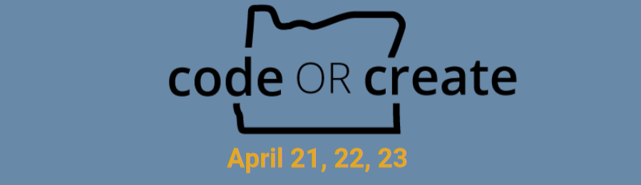 text that says codeORcreate April 21, 22, 23