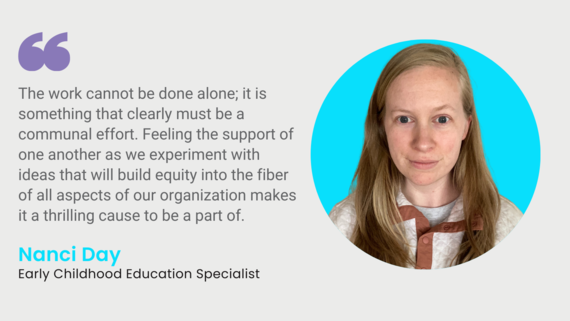 Graphic with photo of Nanci Day and quote about her equity work