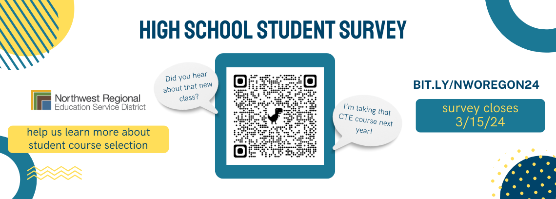 high school survey with a qr code with text that survey closes March 15