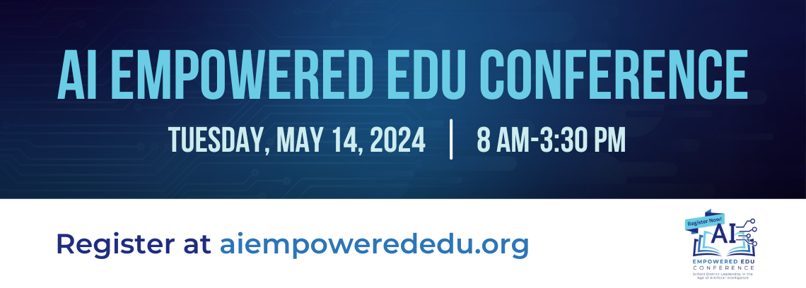 Blue text that says AI Empowered Edu Conference 