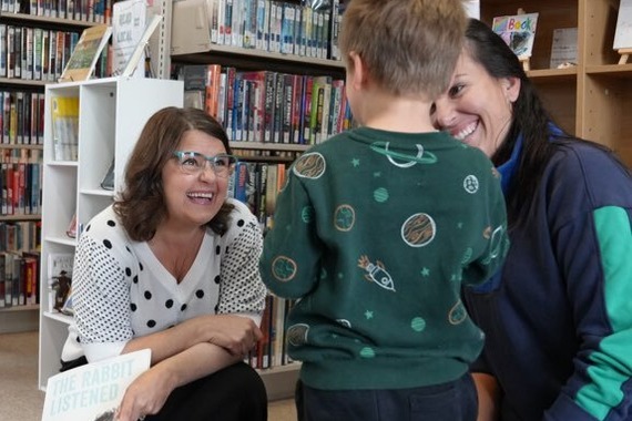 Aimee Kotek Wilson with a preschooler and a parent