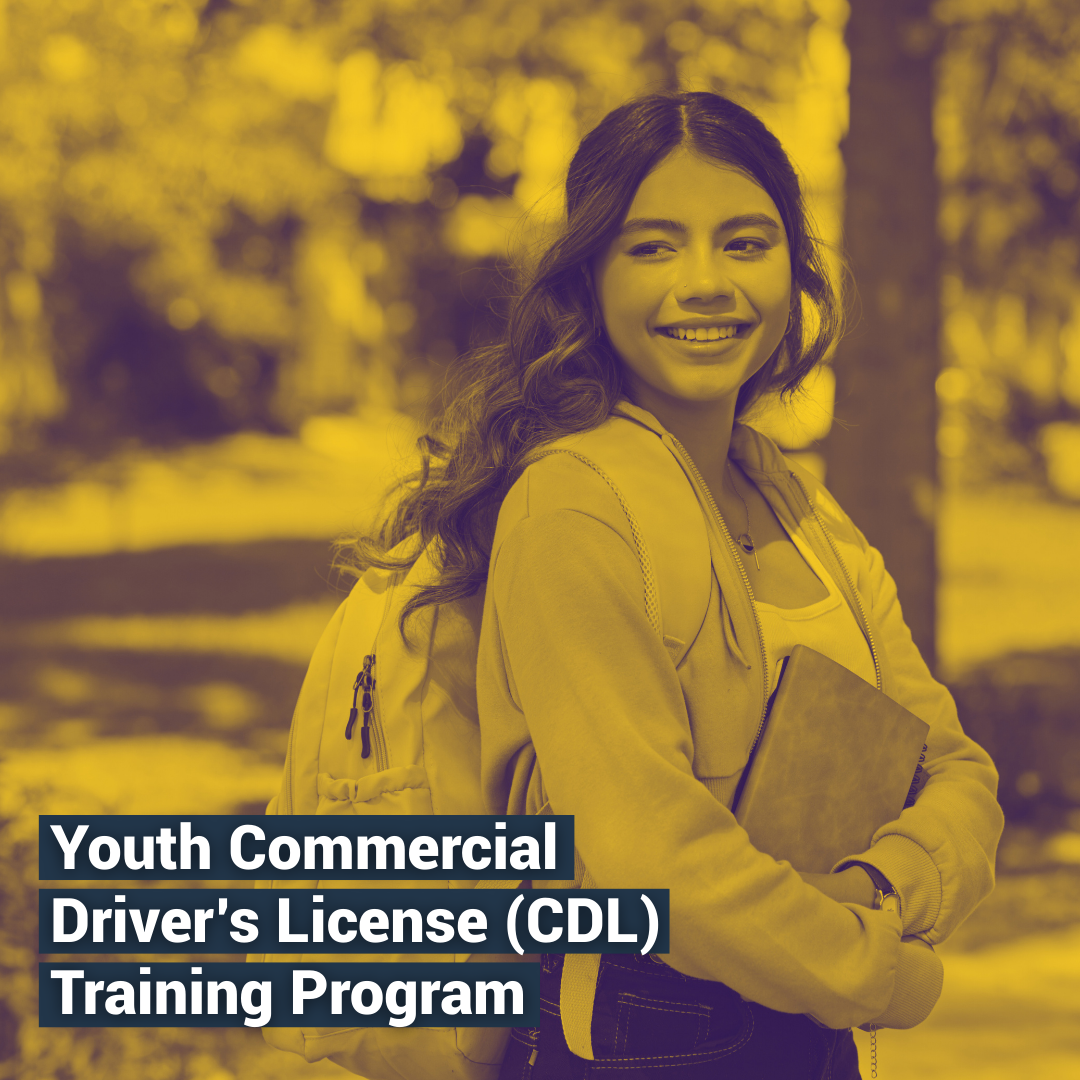 a high schooler stands outside with her backpack and books