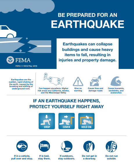 FEMA's Be Prepared for an Earthquake Information Sheet