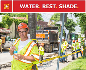 Photo of outdoor construction worker on a hot day