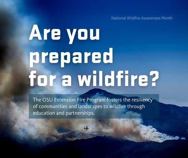OSU Extension Fire Program graphic showing wildfire smoke over a mountain