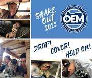 OEM staff practicing Drop, Cover and Hold On during the Great Oregon ShakeOut