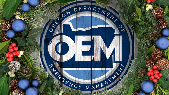 OEM Logo surrounded by wreath of holiday greenery and ornaments