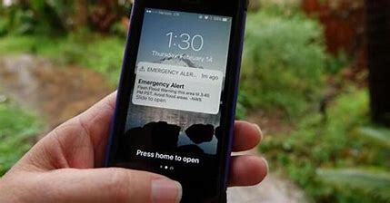 Cell phone showing Wireless Emergency Alert Message
