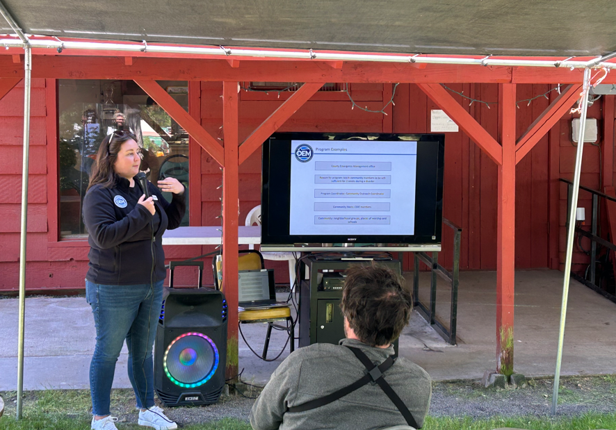 OEM Community Outreach Coordinator Kayla Thompson presents at the 2024 Disaster Preparedness Fair in Rainbow Oregon