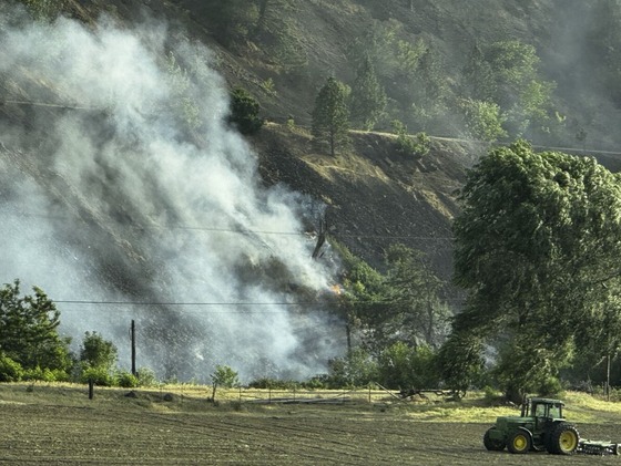 wildfire smoke on a hillside