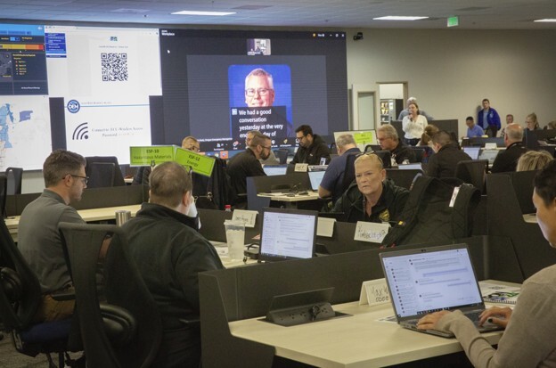 Participants in the State Emergency Coordination Center during the 2024 State Level Exercise