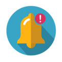 reminder icon -- shows a yellow bell with red exclamation point symbol on a blue background