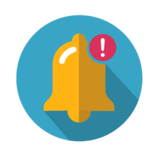 reminder icon -- shows a yellow bell with red exclamation point symbol on a blue background