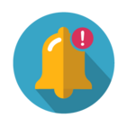 reminder icon -- shows a yellow bell with red exclamation point symbol on a blue background