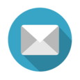 email graphic with a gray-and-white envelope shown on a blue background