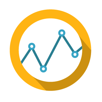 rates graphic -- a blue line graph depicting rate fluctuation is shown on a white background inside a yellow circle