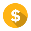 money -- a white dollar sign is shown on a yellow background