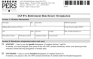 IAP preretirement beneficiary form -- the top of the form is shown with a white background