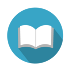 read this icon, which shows an open book with white pages on a blue background