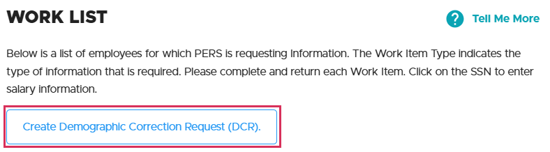 Create DCR button on Work List