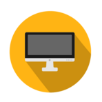 Computer icon -- A blank computer monitor graphic is shown on a yellow background