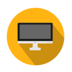 Computer icon -- A blank computer monitor graphic is shown on a yellow background