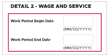 work period date fields