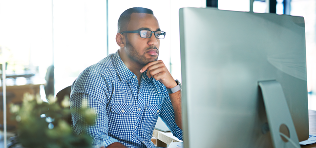 Employer learning on his computer