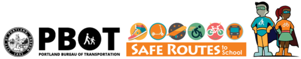 Safe Routes to School and PBOT logos