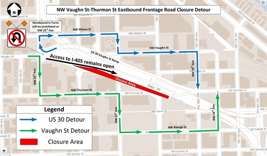 NW 20th Avenue Thurman Street LID Detour Map