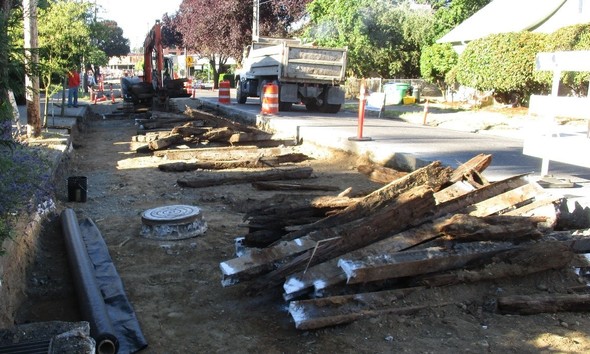 Railroad ties on SE 50th Ave