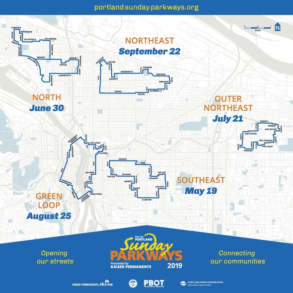 Sunday Parkways routes 2019