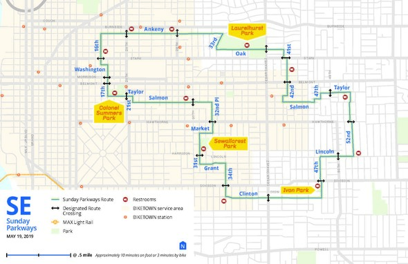 Southeast Sunday Parkways Route Map