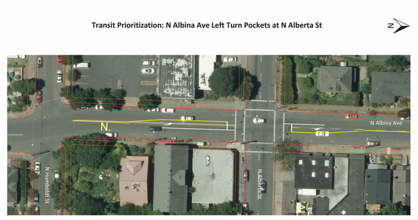 Transit Priority Restriping at Albina and Alberta