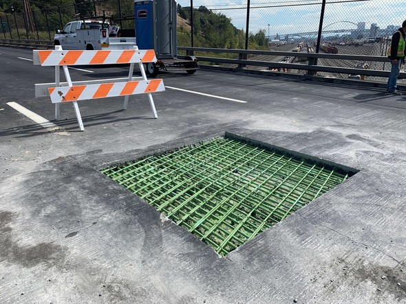 Rebar bridge deck Going Street Bridge