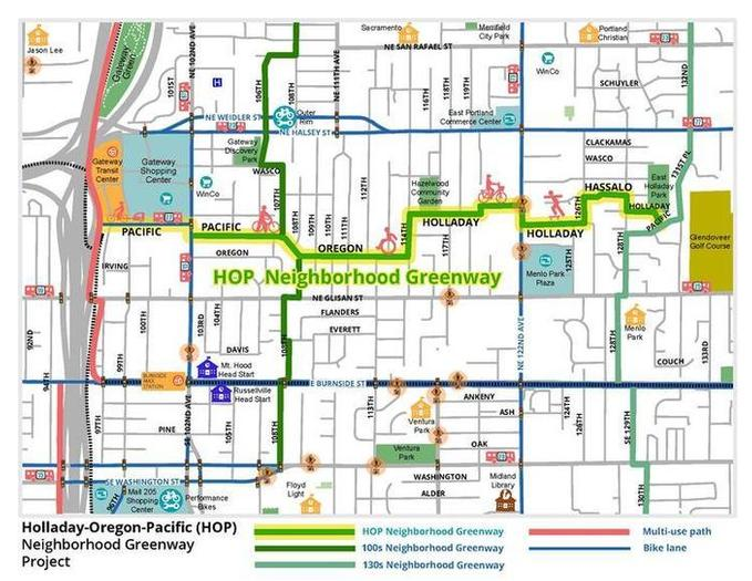 HOP Neighborhood Greenway overview map