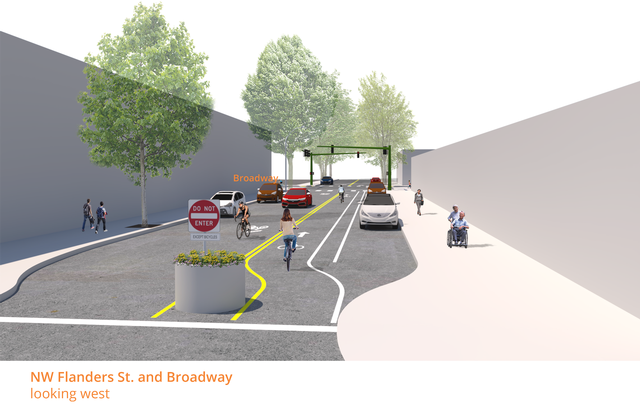 Concept Design for NW Flanders St. and Broadway, looking west